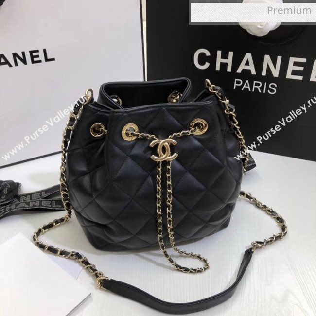 Chanel Lambskin Large Drawstring Bag With Chain AS1699 Black 2020 (SS-20042214)