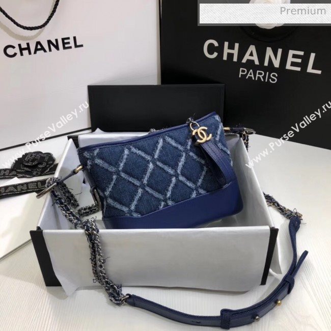 Chanel CHANELS GABRIELLE Small Hobo Bag In Denim &amp; Calfskin A91810 Deep Blue 2020 (SS-20042216)