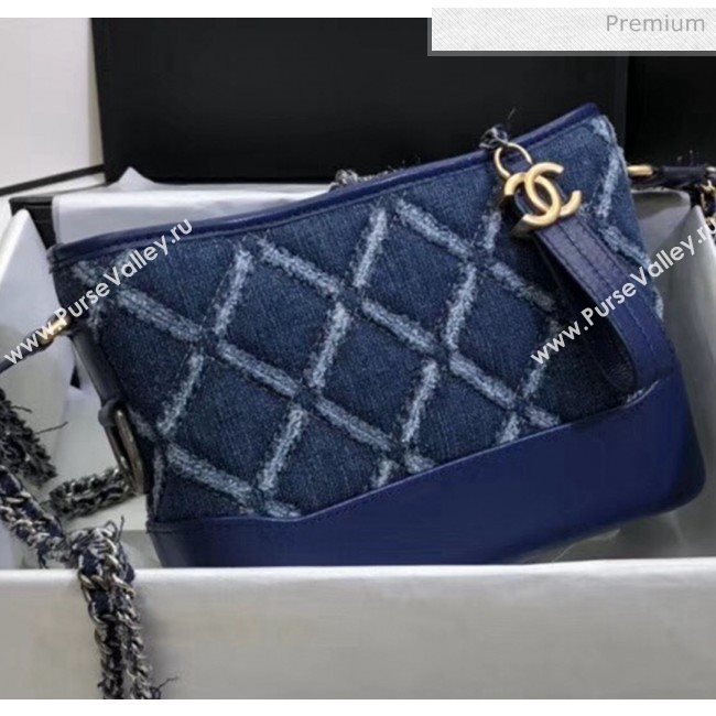 Chanel CHANELS GABRIELLE Small Hobo Bag In Denim &amp; Calfskin A91810 Deep Blue 2020 (SS-20042216)