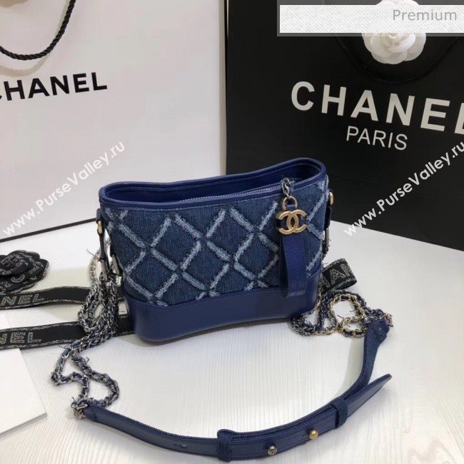 Chanel CHANELS GABRIELLE Small Hobo Bag In Denim &amp; Calfskin A91810 Deep Blue 2020 (SS-20042216)