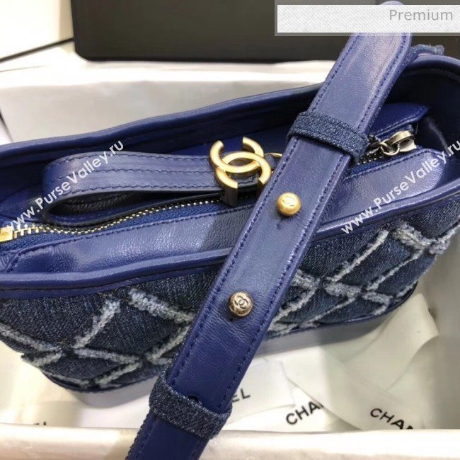 Chanel CHANELS GABRIELLE Small Hobo Bag In Denim &amp; Calfskin A91810 Deep Blue 2020 (SS-20042216)