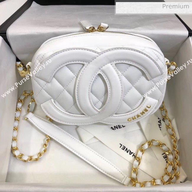 Chanel Lambskin Camera Case Clutch Bag With Big CC Logo AS1757 White 2020 (SS-20042218)