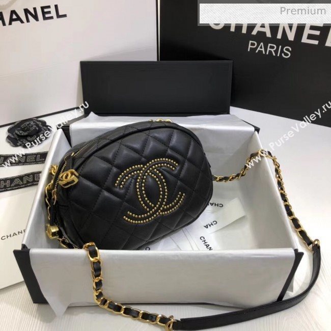 Chanel Lambskin Studs Camera Case Clutch Bag With Chain AS1511Black 2020 (SS-20042220)