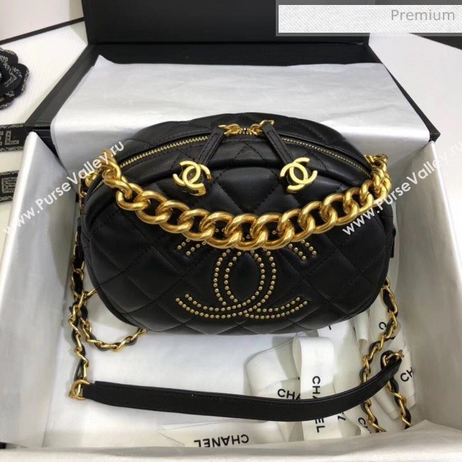 Chanel Lambskin Studs Camera Case Clutch Bag With Chain AS1511Black 2020 (SS-20042220)