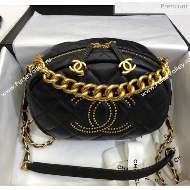 Chanel Lambskin Studs Camera Case Clutch Bag With Chain AS1511Black 2020 (SS-20042220)