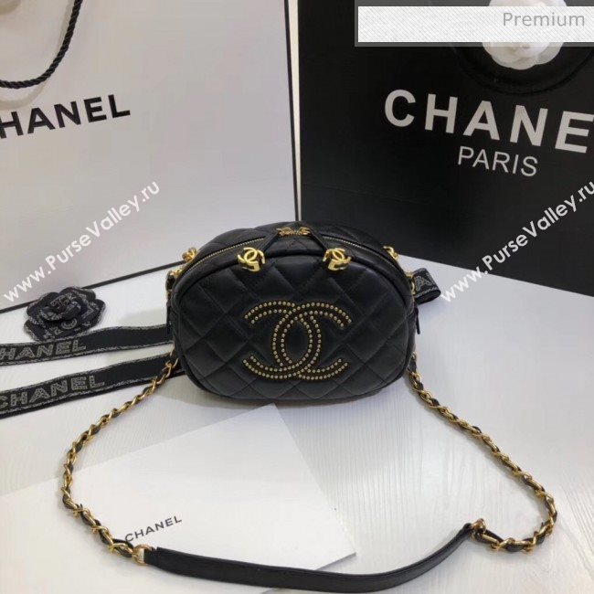 Chanel Lambskin Studs Camera Case Clutch Bag With Chain AS1511Black 2020 (SS-20042220)