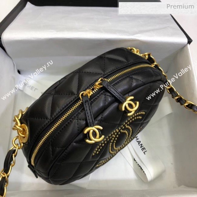 Chanel Lambskin Studs Camera Case Clutch Bag With Chain AS1511Black 2020 (SS-20042220)