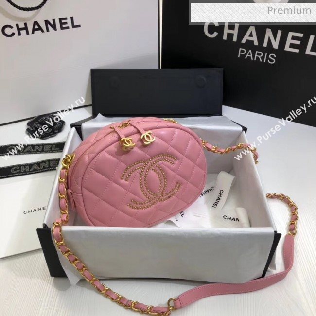 Chanel Lambskin Studs Camera Case Clutch Bag With Chain AS1511 Pink 2020 (SS-20042221)