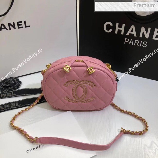 Chanel Lambskin Studs Camera Case Clutch Bag With Chain AS1511 Pink 2020 (SS-20042221)
