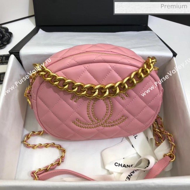 Chanel Lambskin Studs Camera Case Clutch Bag With Chain AS1511 Pink 2020 (SS-20042221)