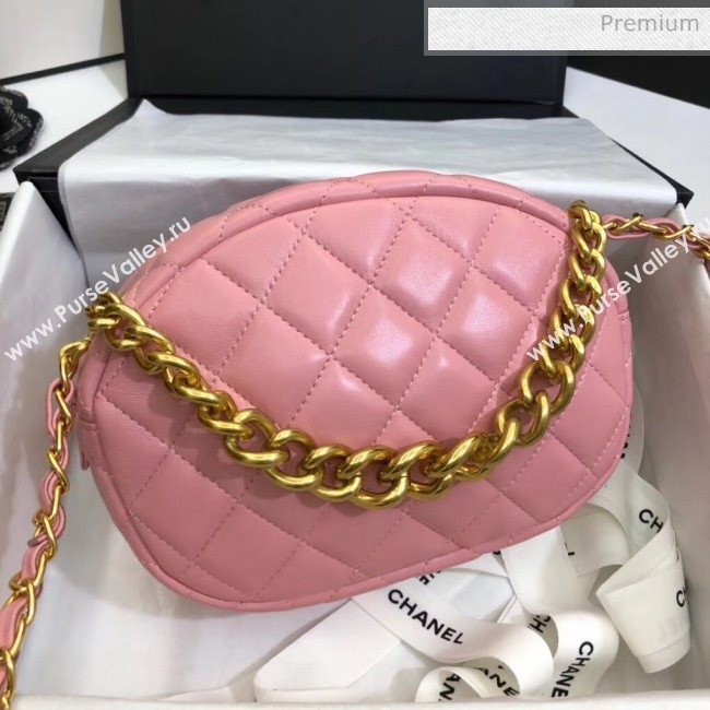 Chanel Lambskin Studs Camera Case Clutch Bag With Chain AS1511 Pink 2020 (SS-20042221)