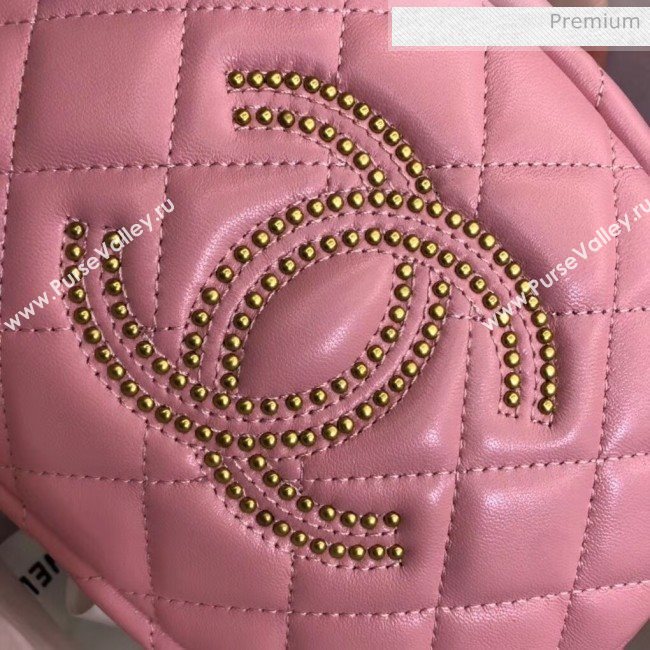 Chanel Lambskin Studs Camera Case Clutch Bag With Chain AS1511 Pink 2020 (SS-20042221)