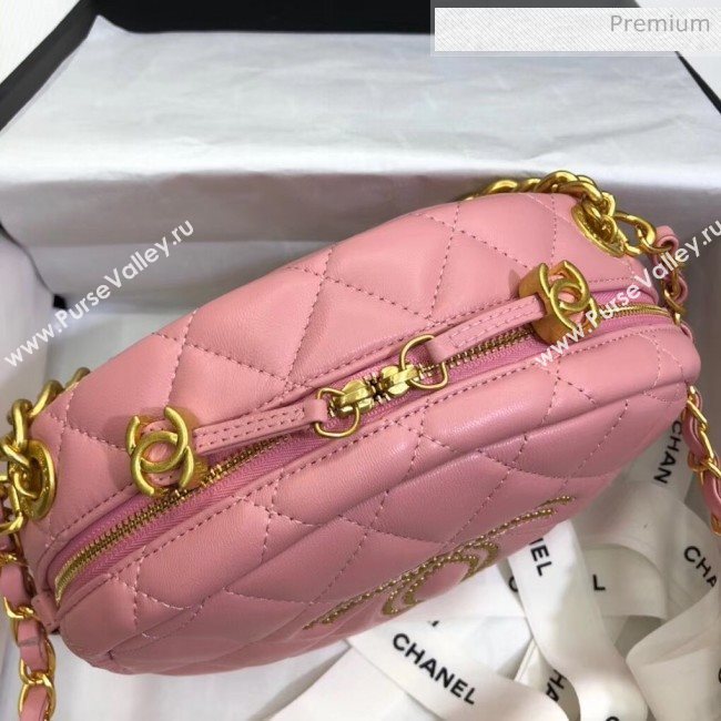 Chanel Lambskin Studs Camera Case Clutch Bag With Chain AS1511 Pink 2020 (SS-20042221)