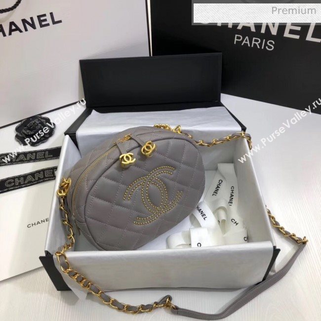 Chanel Lambskin Studs Camera Case Clutch Bag With Chain AS1511 Grey 2020 (SS-20042222)