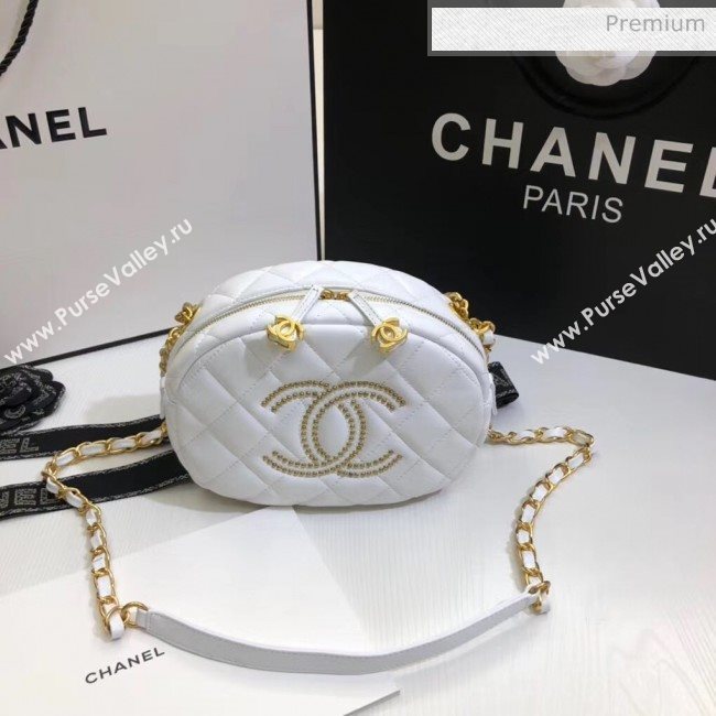 Chanel Lambskin Studs Camera Case Clutch Bag With Chain AS1511 White 2020 (SS-20042223)