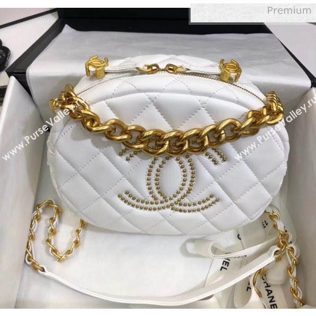 Chanel Lambskin Studs Camera Case Clutch Bag With Chain AS1511 White 2020 (SS-20042223)