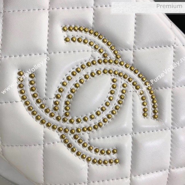 Chanel Lambskin Studs Camera Case Clutch Bag With Chain AS1511 White 2020 (SS-20042223)