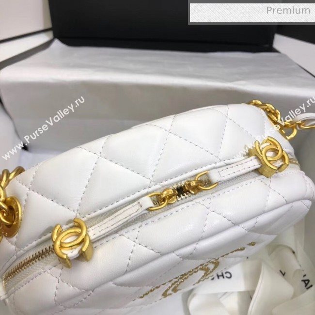 Chanel Lambskin Studs Camera Case Clutch Bag With Chain AS1511 White 2020 (SS-20042223)