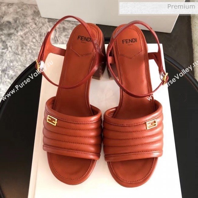 Fendi Leather Promenade Sandals With Wide Topstitched Band Brown 2020 (MD-20042322)