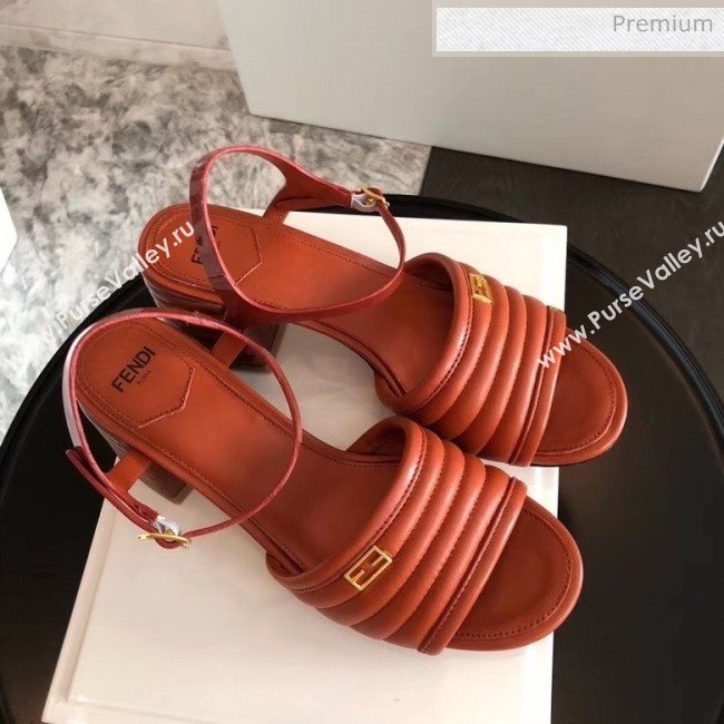 Fendi Leather Promenade Sandals With Wide Topstitched Band Brown 2020 (MD-20042322)