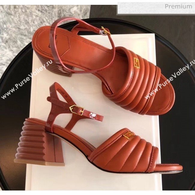 Fendi Leather Promenade Sandals With Wide Topstitched Band Brown 2020 (MD-20042322)