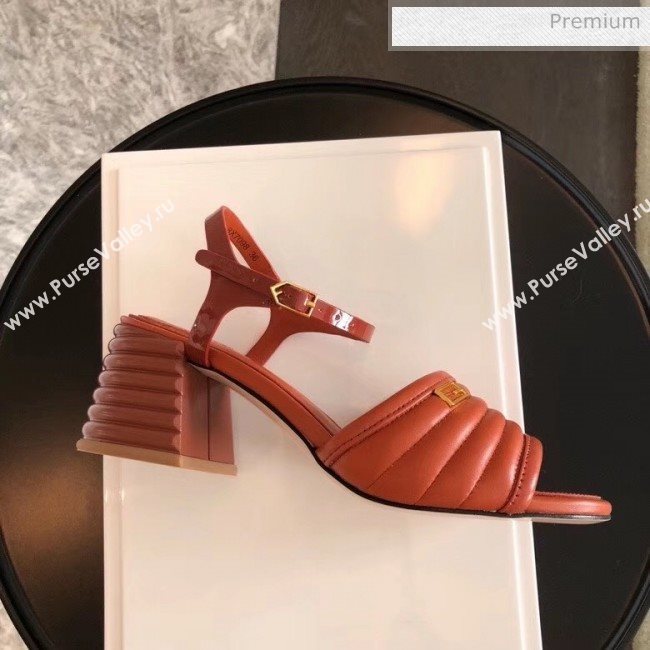 Fendi Leather Promenade Sandals With Wide Topstitched Band Brown 2020 (MD-20042322)