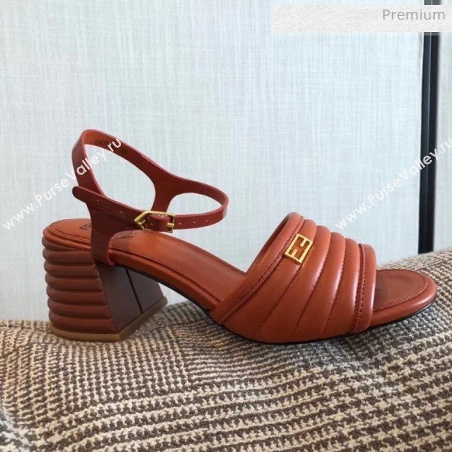 Fendi Leather Promenade Sandals With Wide Topstitched Band Brown 2020 (MD-20042322)