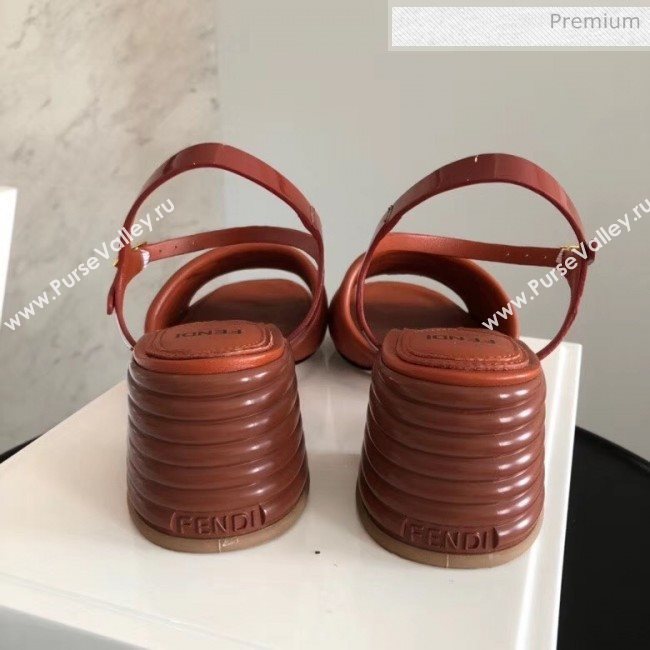 Fendi Leather Promenade Sandals With Wide Topstitched Band Brown 2020 (MD-20042322)