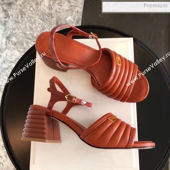 Fendi Leather Promenade Sandals With Wide Topstitched Band Brown 2020 (MD-20042322)