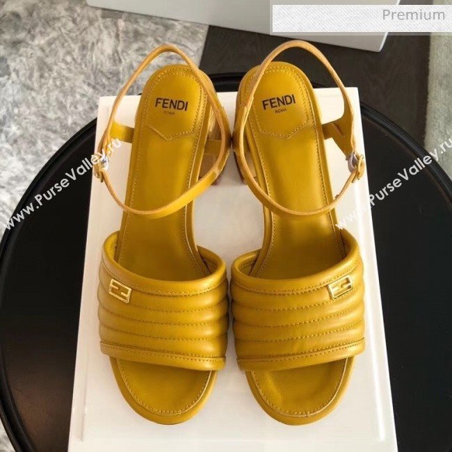 Fendi Leather Promenade Sandals With Wide Topstitched Band Yellow 2020 (MD-20042323)