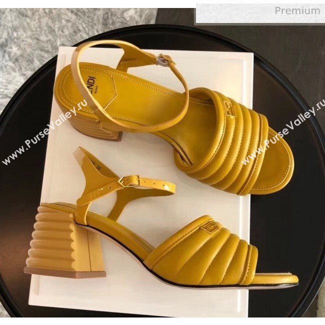 Fendi Leather Promenade Sandals With Wide Topstitched Band Yellow 2020 (MD-20042323)