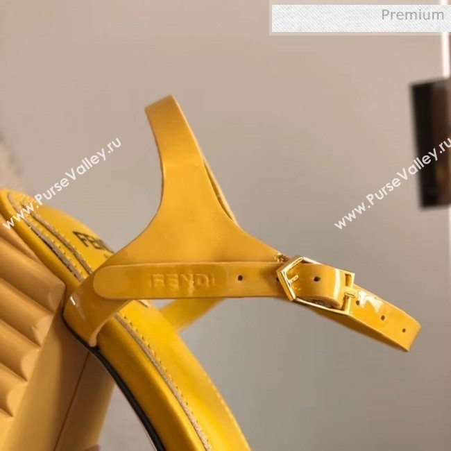 Fendi Leather Promenade Sandals With Wide Topstitched Band Yellow 2020 (MD-20042323)