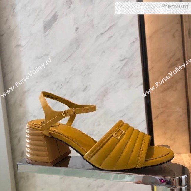 Fendi Leather Promenade Sandals With Wide Topstitched Band Yellow 2020 (MD-20042323)