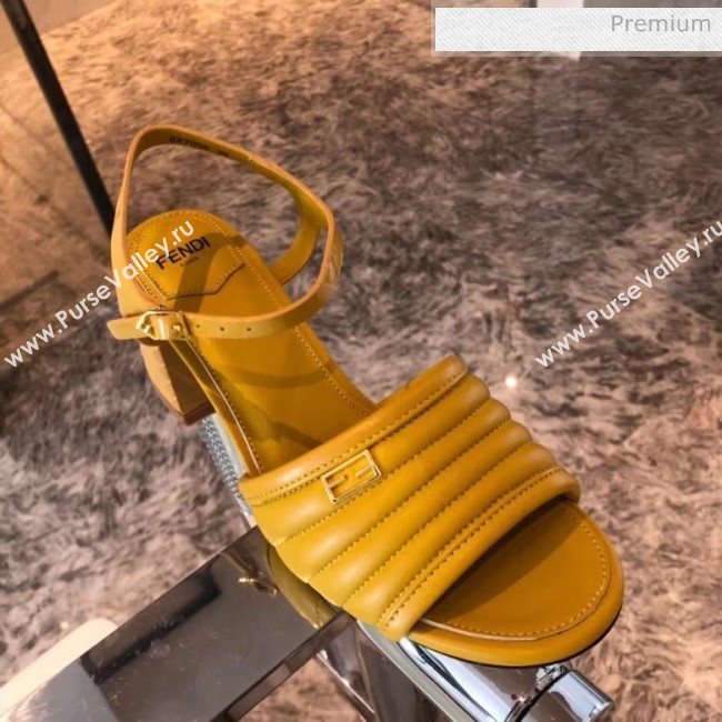 Fendi Leather Promenade Sandals With Wide Topstitched Band Yellow 2020 (MD-20042323)