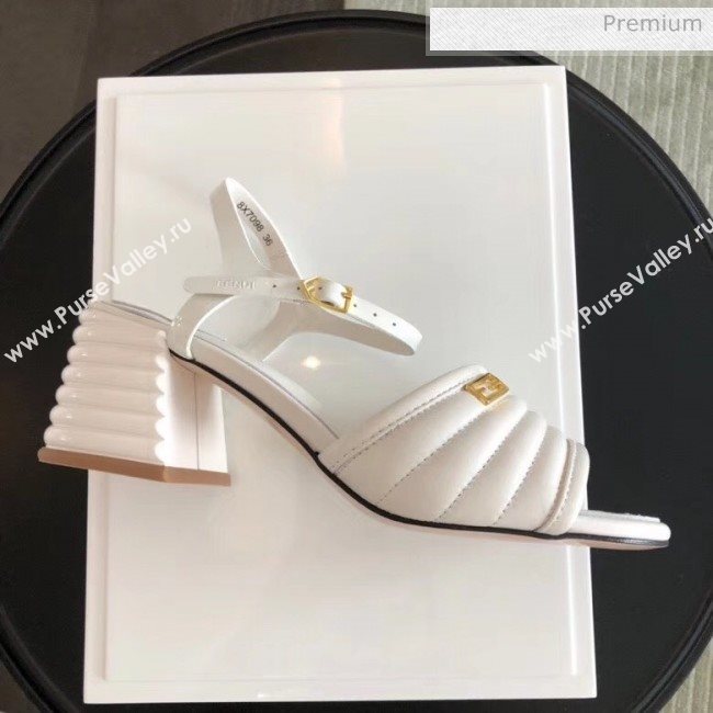 Fendi Leather Promenade Sandals With Wide Topstitched Band White 2020 (MD-20042324)