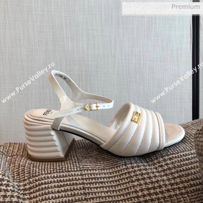 Fendi Leather Promenade Sandals With Wide Topstitched Band White 2020 (MD-20042324)