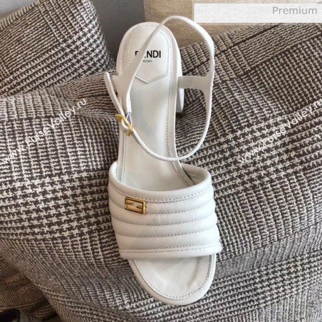 Fendi Leather Promenade Sandals With Wide Topstitched Band White 2020 (MD-20042324)