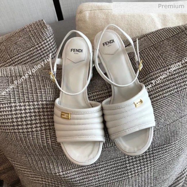 Fendi Leather Promenade Sandals With Wide Topstitched Band White 2020 (MD-20042324)