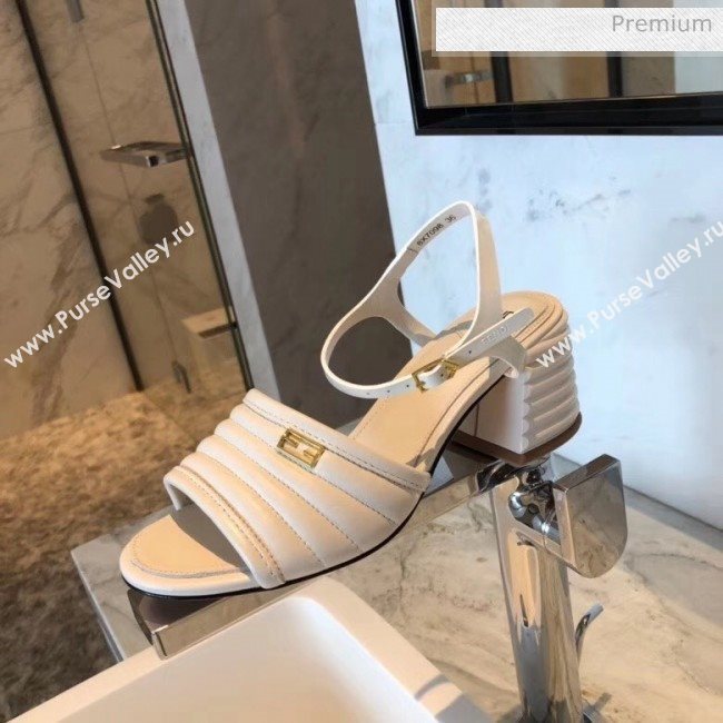 Fendi Leather Promenade Sandals With Wide Topstitched Band White 2020 (MD-20042324)