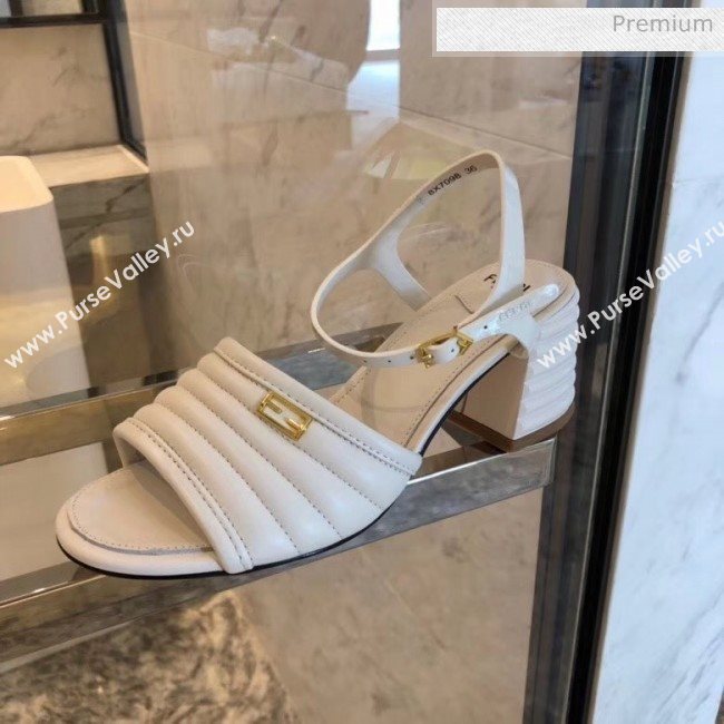 Fendi Leather Promenade Sandals With Wide Topstitched Band White 2020 (MD-20042324)