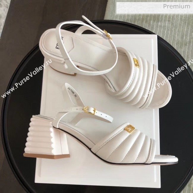 Fendi Leather Promenade Sandals With Wide Topstitched Band White 2020 (MD-20042324)
