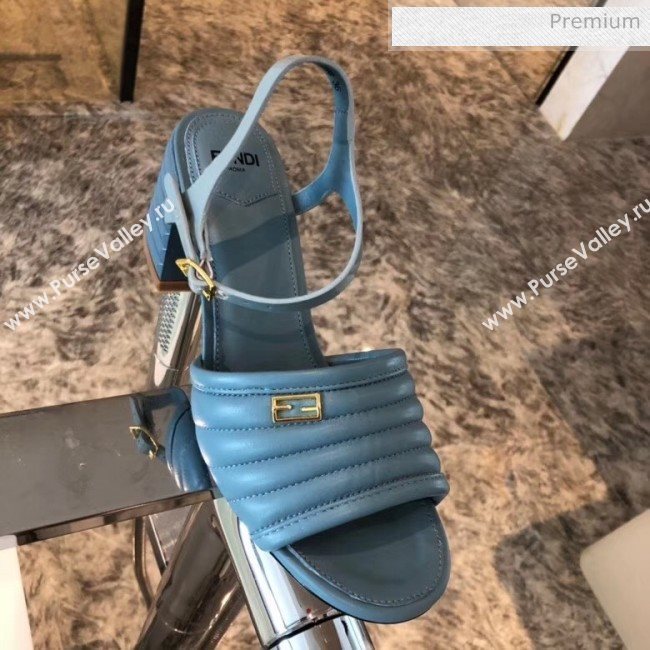 Fendi Leather Promenade Sandals With Wide Topstitched Band Blue 2020 (MD-20042325)