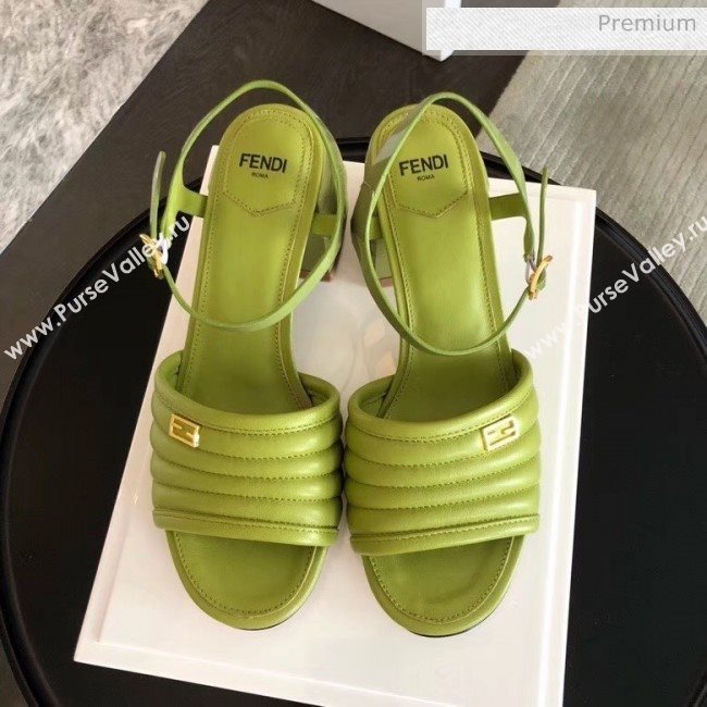 Fendi Leather Promenade Sandals With Wide Topstitched Band Green 2020 (MD-20042326)