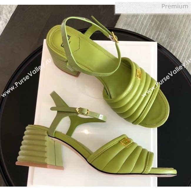 Fendi Leather Promenade Sandals With Wide Topstitched Band Green 2020 (MD-20042326)