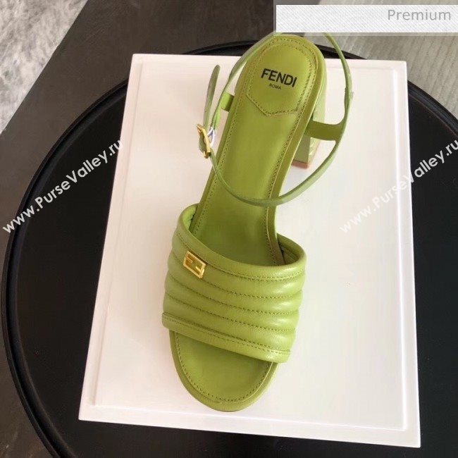 Fendi Leather Promenade Sandals With Wide Topstitched Band Green 2020 (MD-20042326)