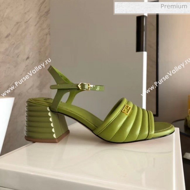 Fendi Leather Promenade Sandals With Wide Topstitched Band Green 2020 (MD-20042326)