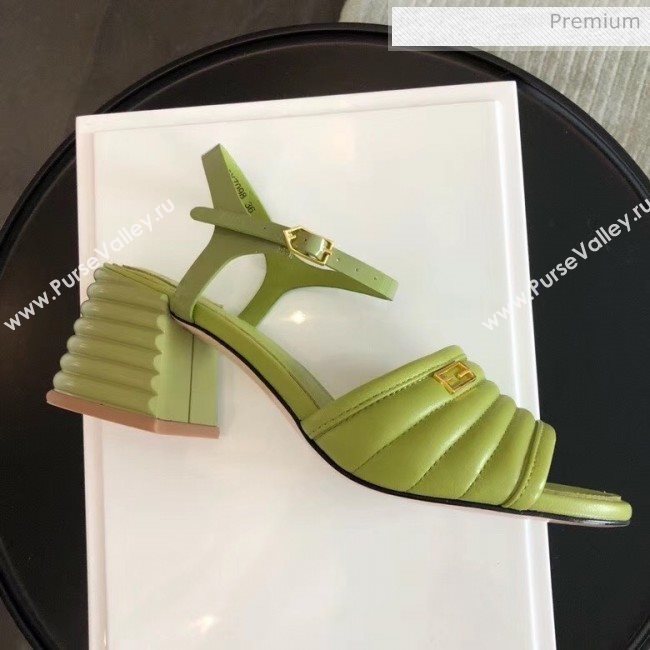 Fendi Leather Promenade Sandals With Wide Topstitched Band Green 2020 (MD-20042326)