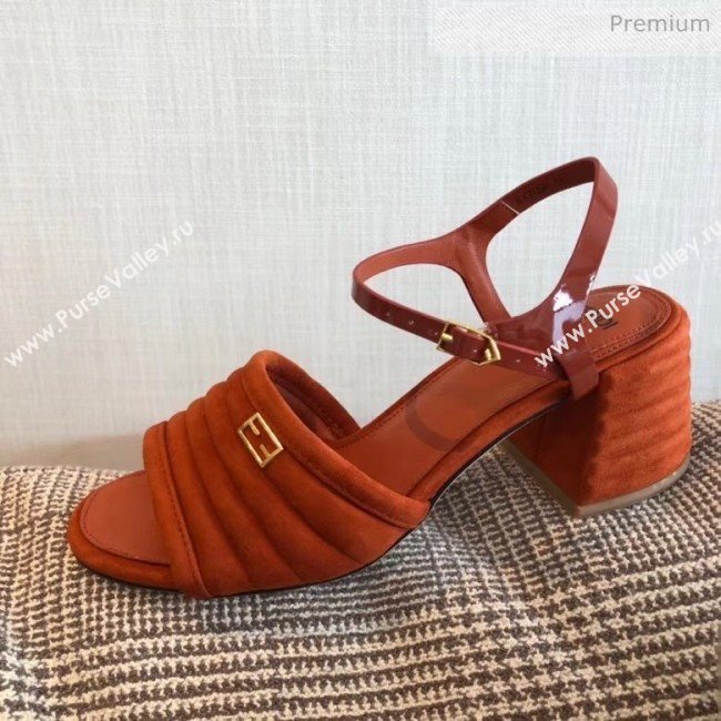 Fendi Suede Promenade Sandals With Wide Topstitched Band Brown 2020 (MD-20042327)