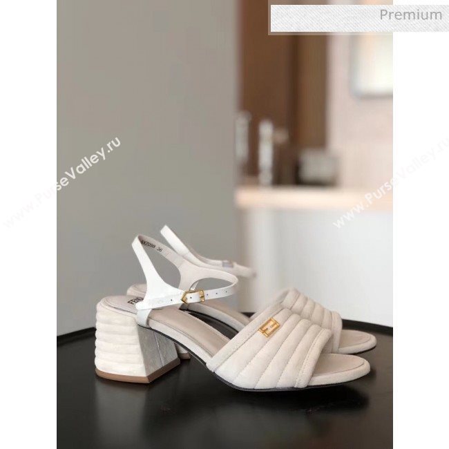 Fendi Suede Promenade Sandals With Wide Topstitched Band White 2020 (MD-20042332)