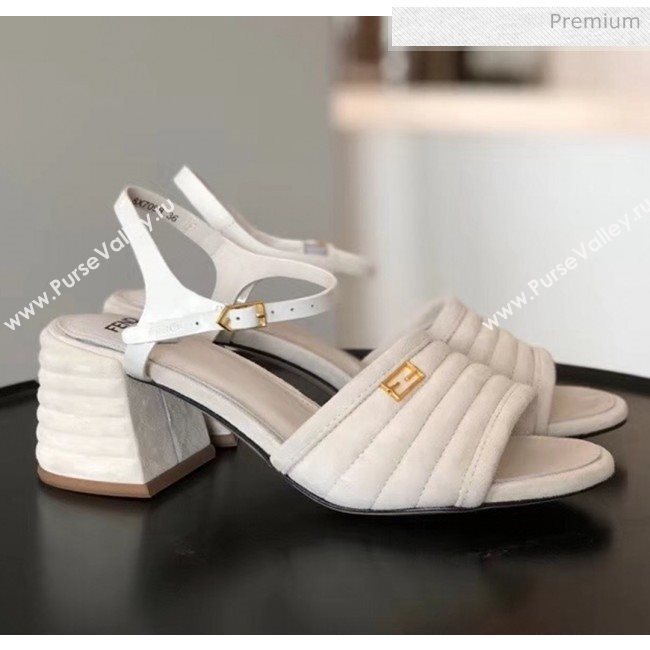 Fendi Suede Promenade Sandals With Wide Topstitched Band White 2020 (MD-20042332)